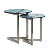 Crestview 2pc Nesting Table Set | Round Green Glass Tops | Nickel Base CCL-CVFZR6199