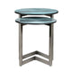 Crestview 2pc Nesting Table Set | Round Green Glass Tops | Nickel Base