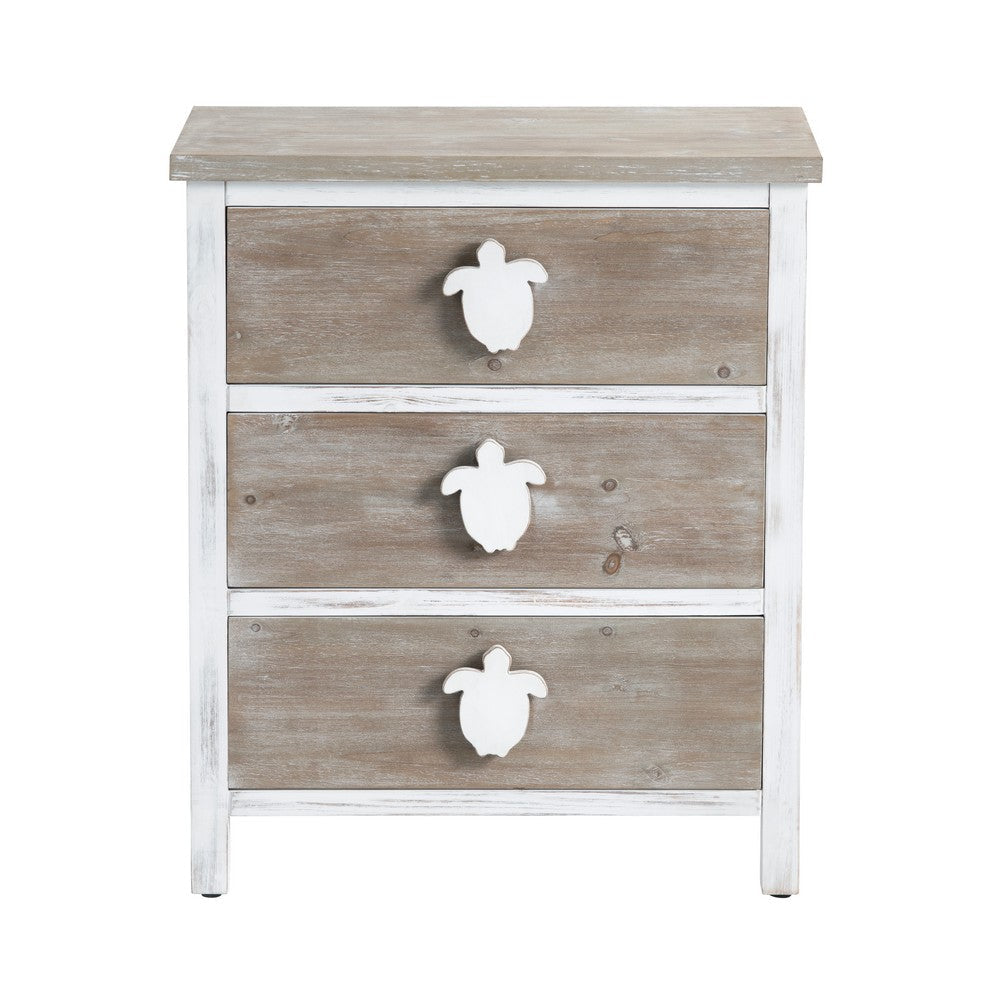 Crestview Kex Oversized Nightstand Chest w 3 Drawers | White Solid Wood