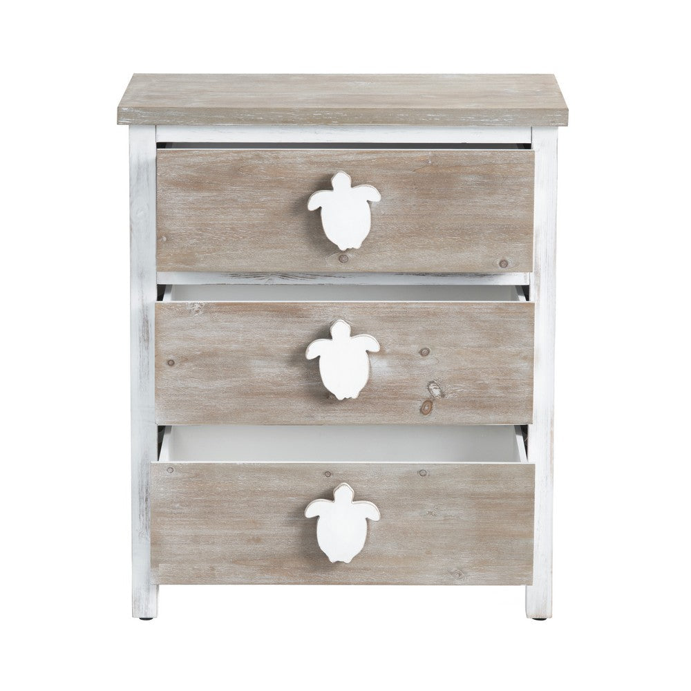 Crestview Kex Oversized Nightstand Chest w 3 Drawers | White Solid Wood CCL-CVFZR6203