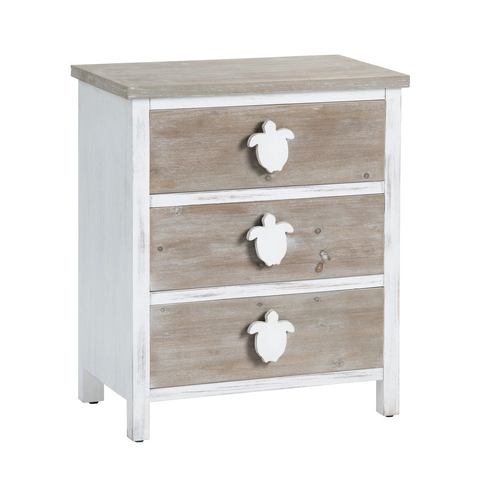 Crestview Kex Oversized Nightstand Chest w 3 Drawers | White Solid Wood CCL-CVFZR6203