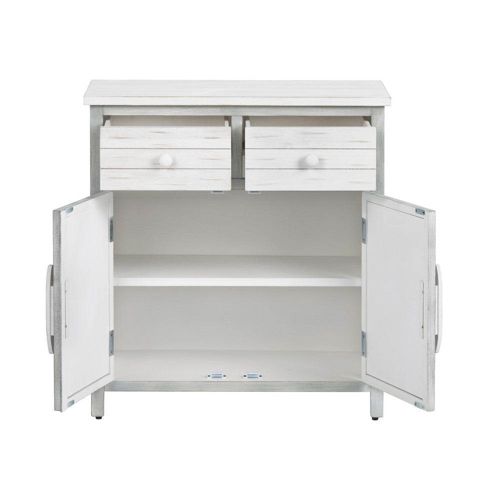 Crestview Kex Accent Cabinet | 2 Doors & 2 Drawers | White Solid Wood