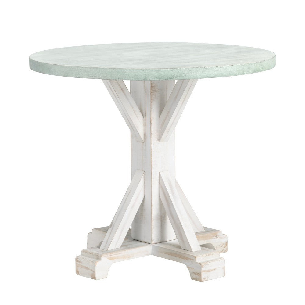 Crestview Kex Accent Dining Table | 36" Round Top | White Pedestal Base