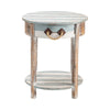 Crestview Fea Coastal Accent Table w Rope| 20" Plank Top | Weathered Blue