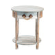 Crestview Fea Coastal Accent Table w Rope| 20" Plank Top | Weathered Blue