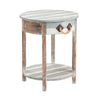 Crestview Fea Coastal Accent Table w Rope| 20’’ Plank Top | Weathered Blue CCL-CVFZR691
