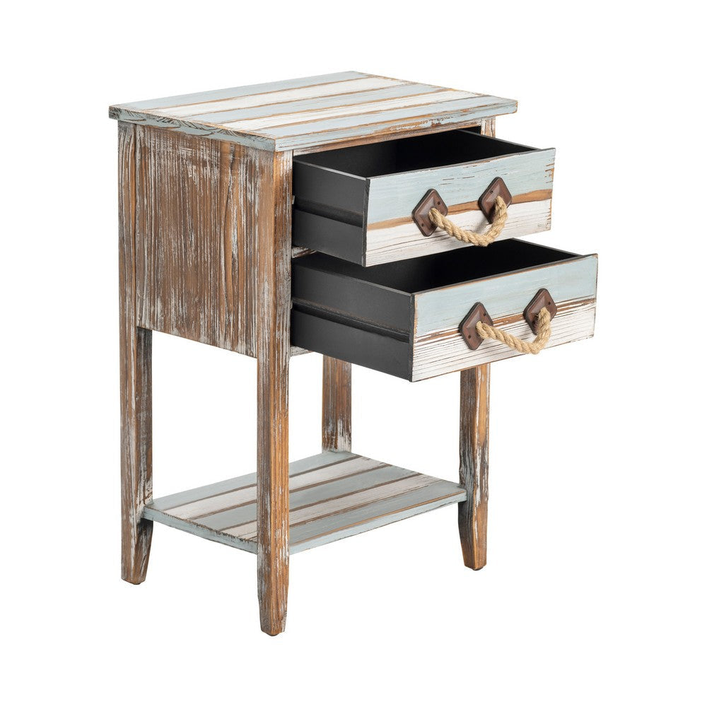 Crestview Accent Table W Rope | 18’’ Plank Top | Coastal Blue CCL-CVFZR693