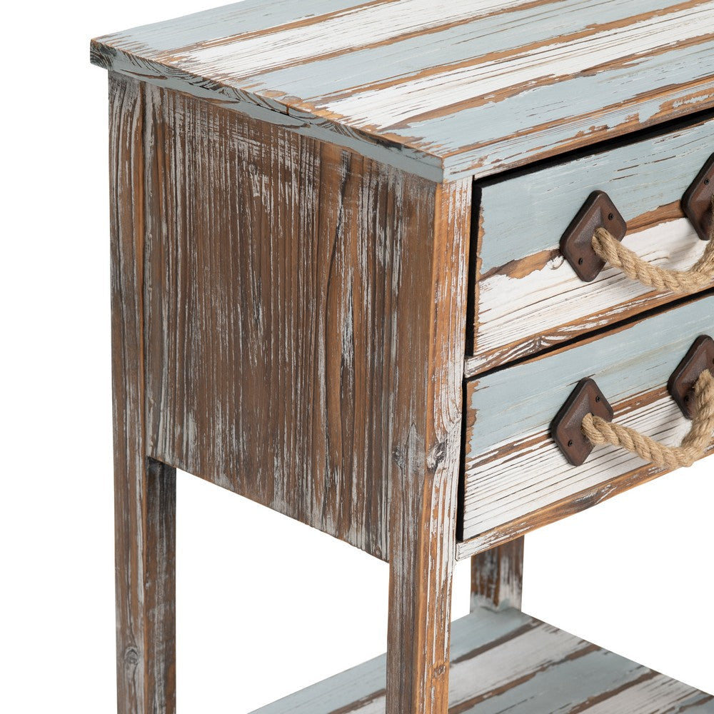 Crestview Accent Table W Rope | 18’’ Plank Top | Coastal Blue CCL-CVFZR693
