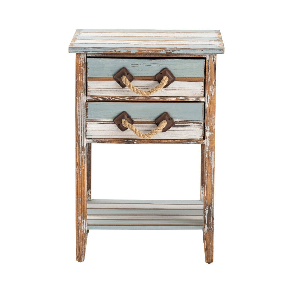 Crestview Accent Table W Rope | 18’’ Plank Top | Coastal Blue CCL-CVFZR693