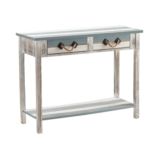 Fea Sofa Console Table | 2 Drawers w Rope Handle | 43" Blue