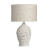 Table Lamp w/ White Woven Rattan Vase-Style Base & Oatmeal Linen Shade