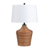 Cary Table Lamp | Vase Body | Brown Rattan Banded Design | White Shade