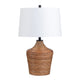 Cary Table Lamp | Vase Body | Brown Rattan Banded Design | White Shade