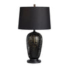 Rity Table Lamp, Set of 2, Rattan Vase Body, Black Linen Shade, Lacquered Metal