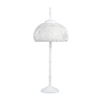 Nia Buffet Lamp, Set of 2, Rattan Woven Dome Shade, Metal Stem, White Lacquer