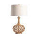 Table Lamp | Beige Linen Shade | 32" Metal & Natural Hemp Rope