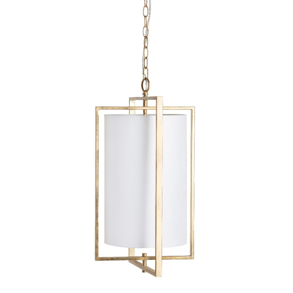 Fila Pendant Light | Satin Gold Metal Frame | White Linen Shade