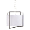 Fila 5 Light Chandelier | Satin Gray Metal | White Linen Shade | 26"