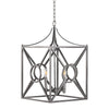 Square Lantern Chandelier w Nickel Metal Finish | 16"