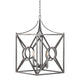 Square Lantern Chandelier w Nickel Metal Finish | 16"