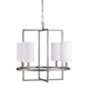 Fila 4 Light Chandelier | Satin Gray Metal | White Linen Shades | 23"
