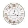 Wall Clock | Rope Style Roman Numerals | Whitewashed Wood | 36" Round