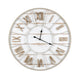 Wall Clock | Rope Style Roman Numerals | Whitewashed Wood | 36" Round
