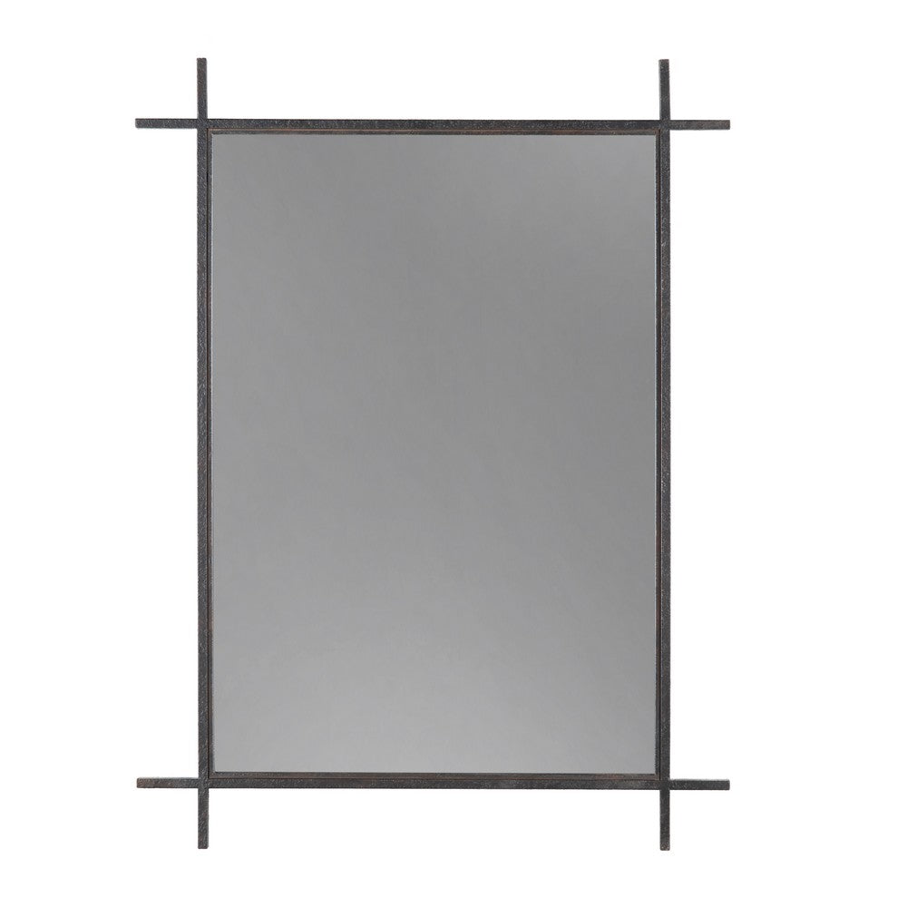 Piya 36x48 Wall Mirror | Extended Frame | Hand-Finished Aged Black Iron