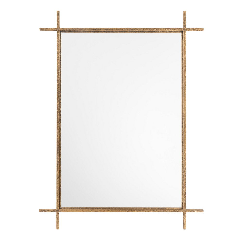 Piya 36x48 Wall Mirror | Extended Frame | Hand Finished Aged Gold Iron