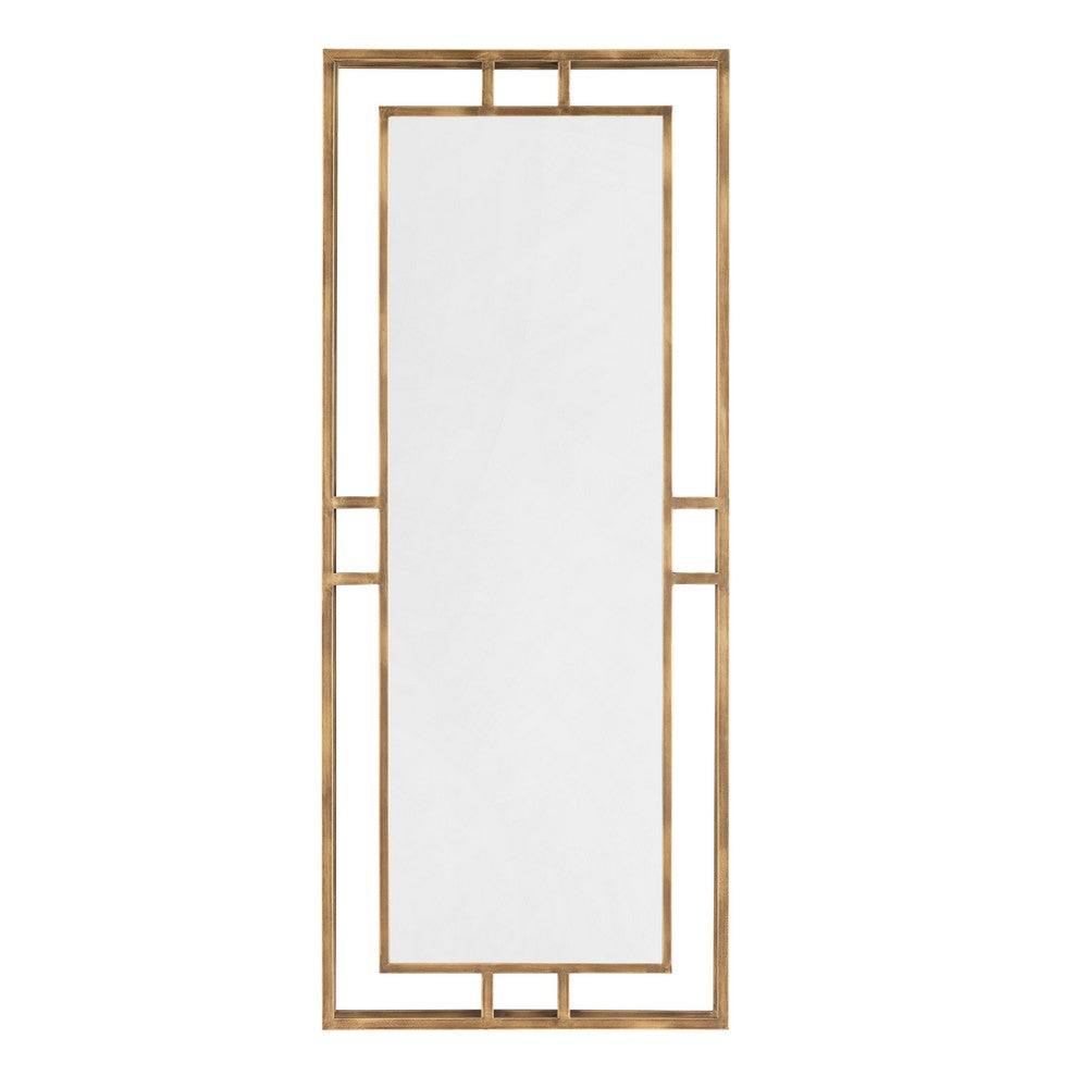 Neno Wall Mirror | Geometric Art Deco Gold Metal Frame | 20x48 Rectangular