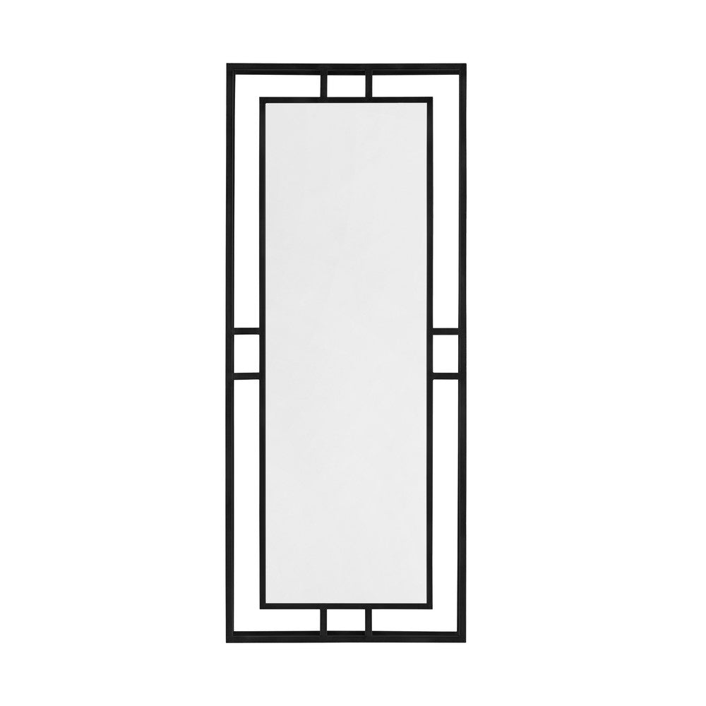 Neno Wall Mirror | Geometric Art Deco Black Metal Frame | 20x48 Rectangular