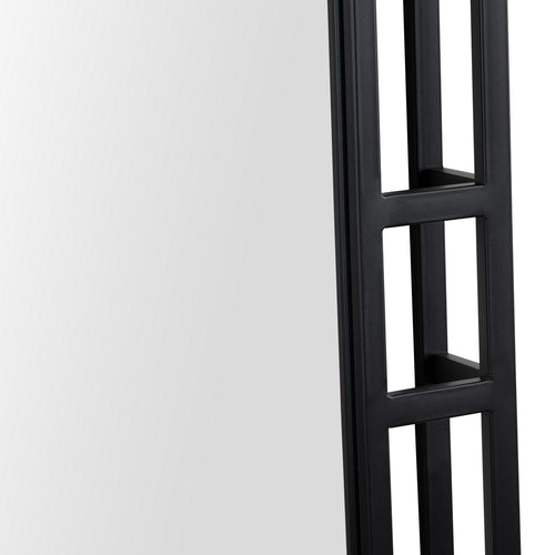 Neno Wall Mirror | Geometric Art Deco Black Metal Frame | 20x48 Rectangular