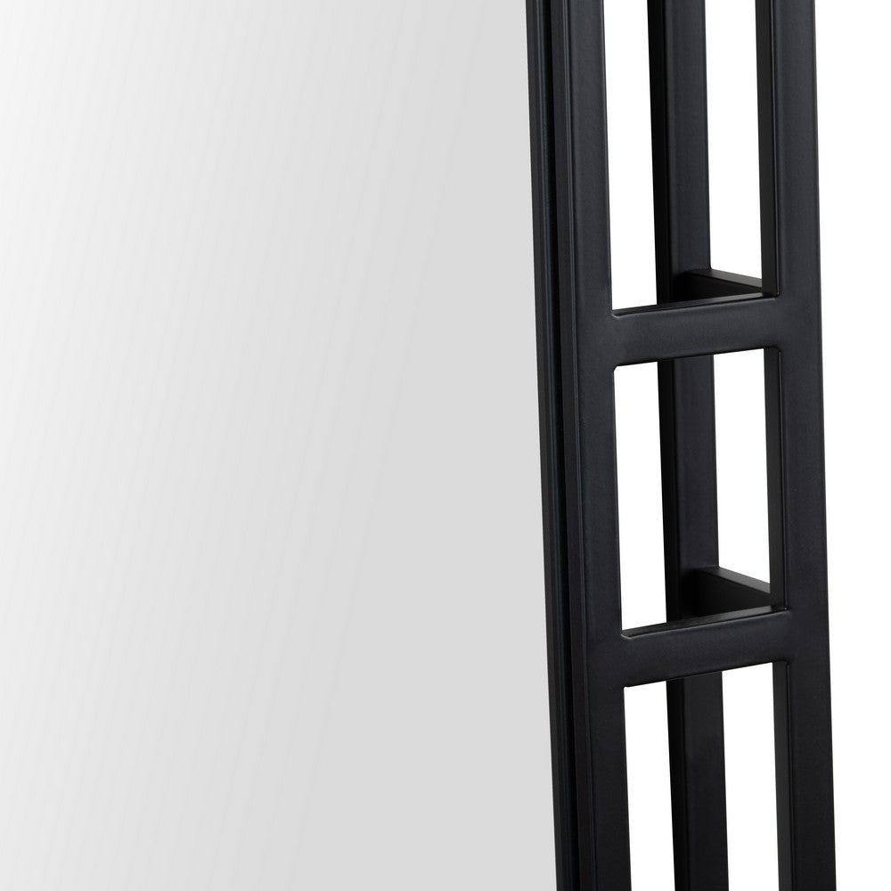 Neno Wall Mirror | Geometric Art Deco Black Metal Frame | 20x48 Rectangular