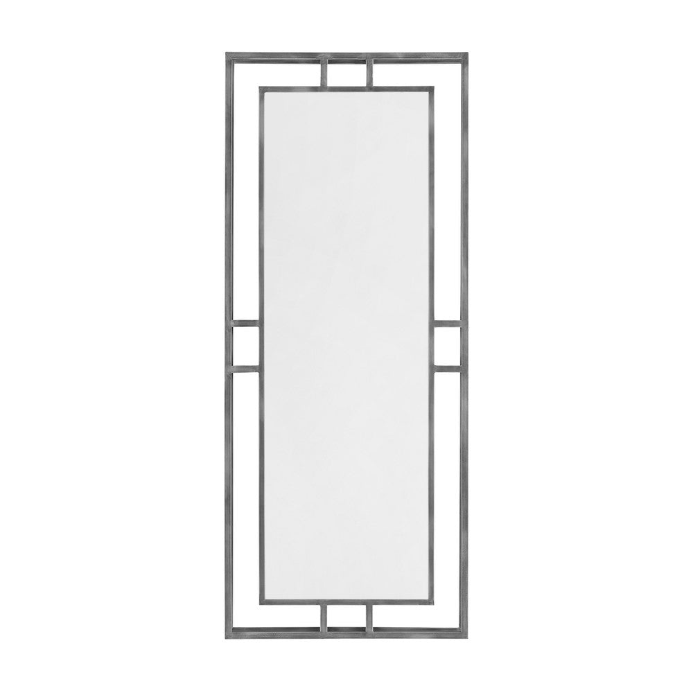 Neno Wall Mirror | Geometric Art Deco Silver 20x48 Rectangular Metal Frame