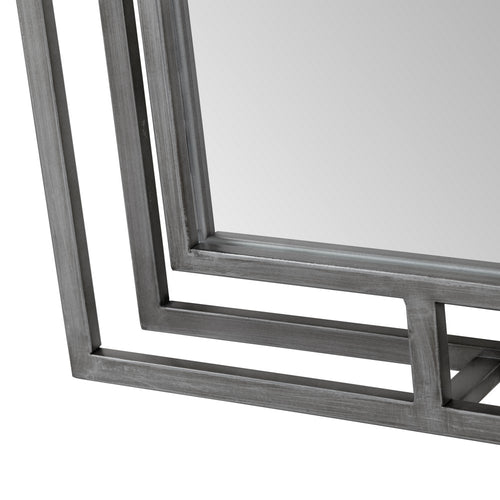 Neno Wall Mirror | Geometric Art Deco Silver 20x48 Rectangular Metal Frame