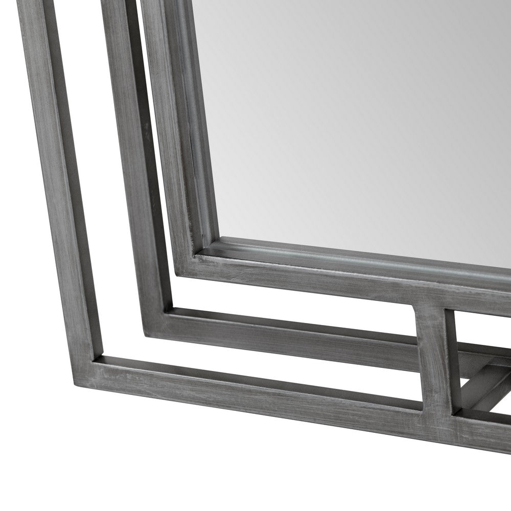 Neno Wall Mirror | Geometric Art Deco Silver 20x48 Rectangular Metal Frame
