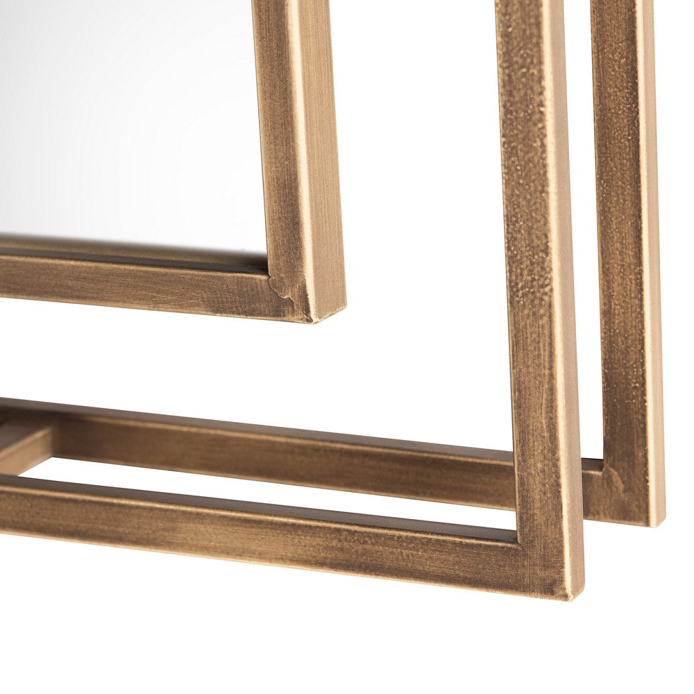 Neno Wall Mirror | Geometric Art Deco Gold Metal Frame | 20x48 Rectangular