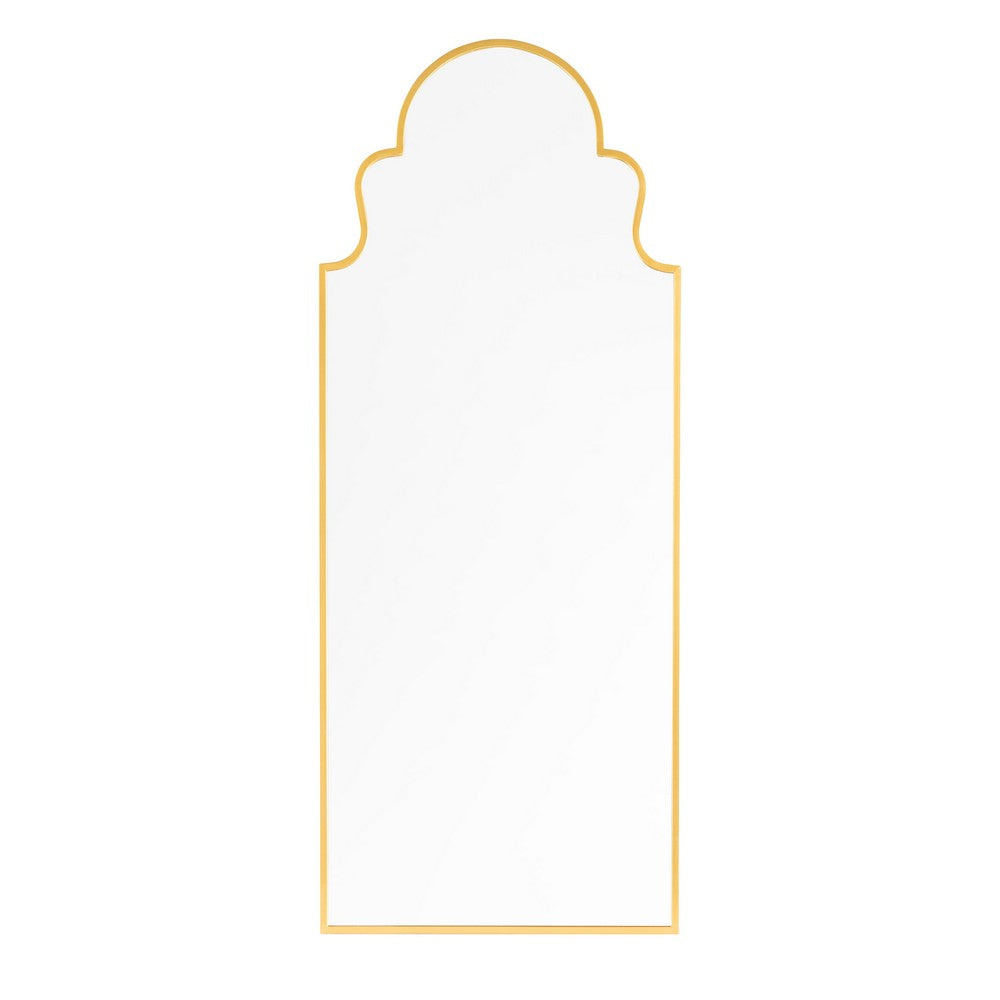 Avan Wall Mirror | Classic Round Trefoil Arched | 24x60 Gold Metal Frame