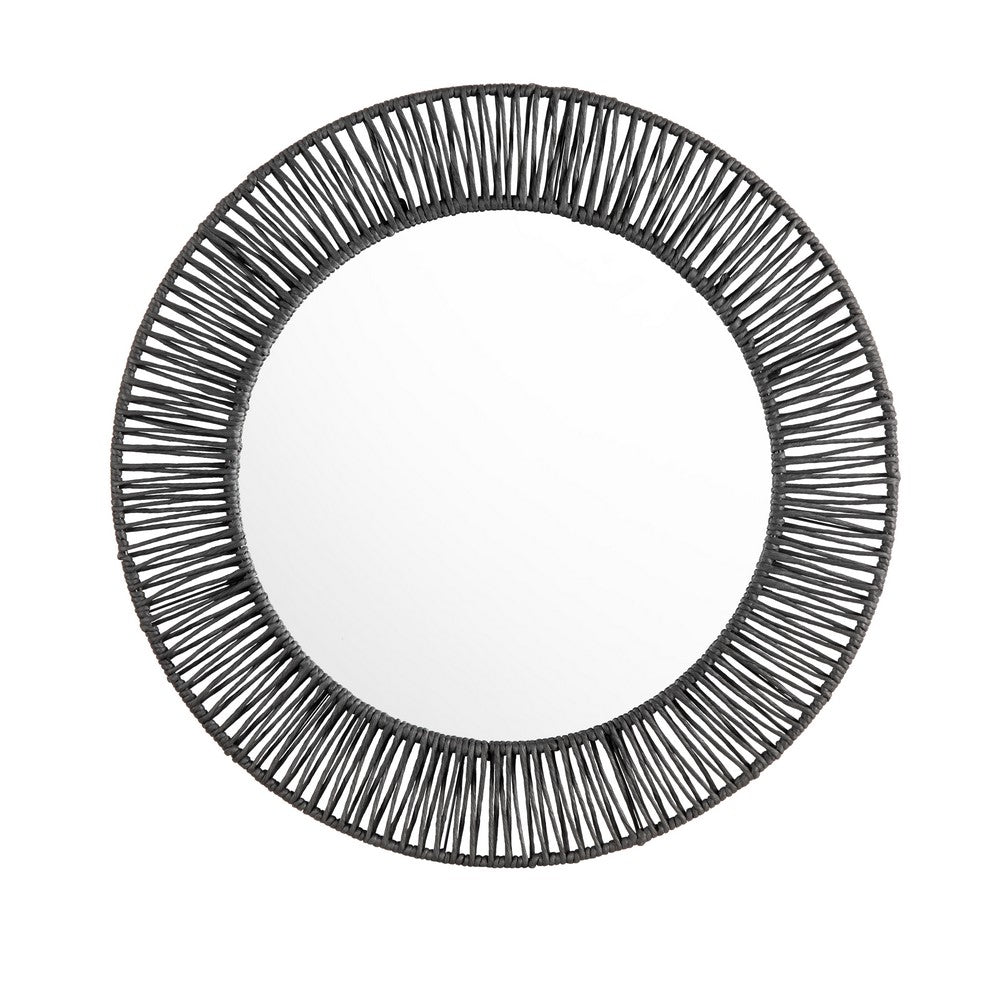Wall Mirror | Natural Jute Woven Metal Frame | Black Finish 36x36 Round