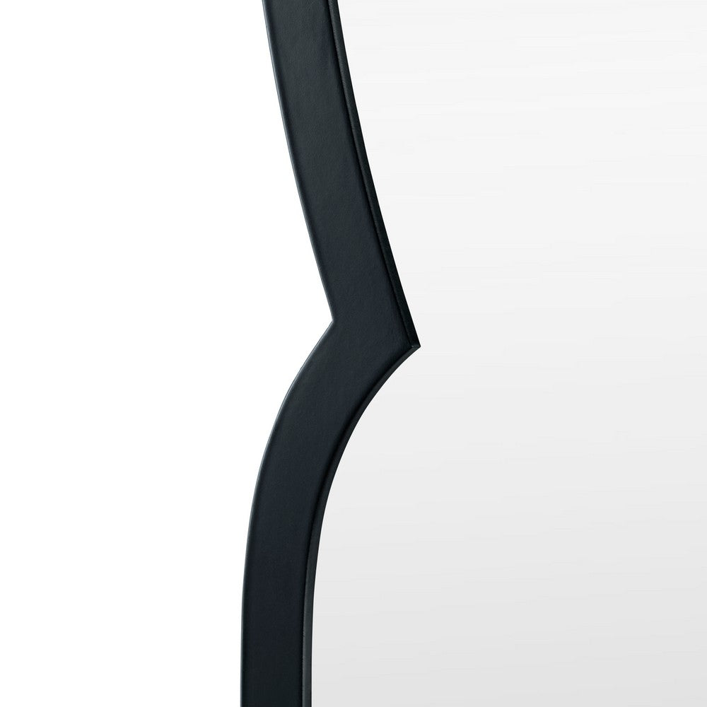 Aisa Wall Mirror | Architectural Shaped Scallop Edge | Black Metal | 36x48