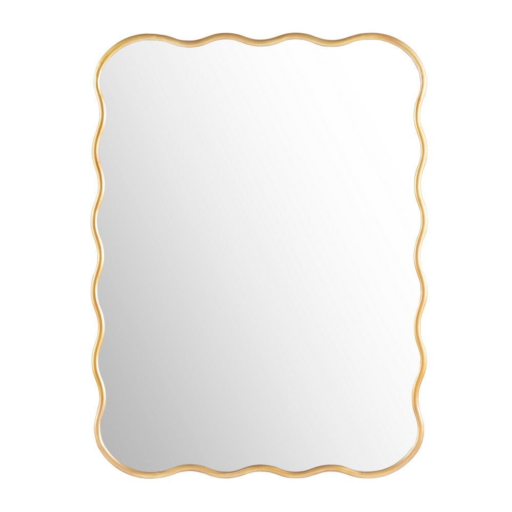 Ston Wall Mirror | Gold Metal Scallop Edges | 30x40 Modern Rectangular