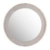 38x38 Round Wall Mirror | Embossed Bubble Texture | Beige Whitewash Wood