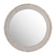 38x38 Round Wall Mirror | Embossed Bubble Texture | Beige Whitewash Wood