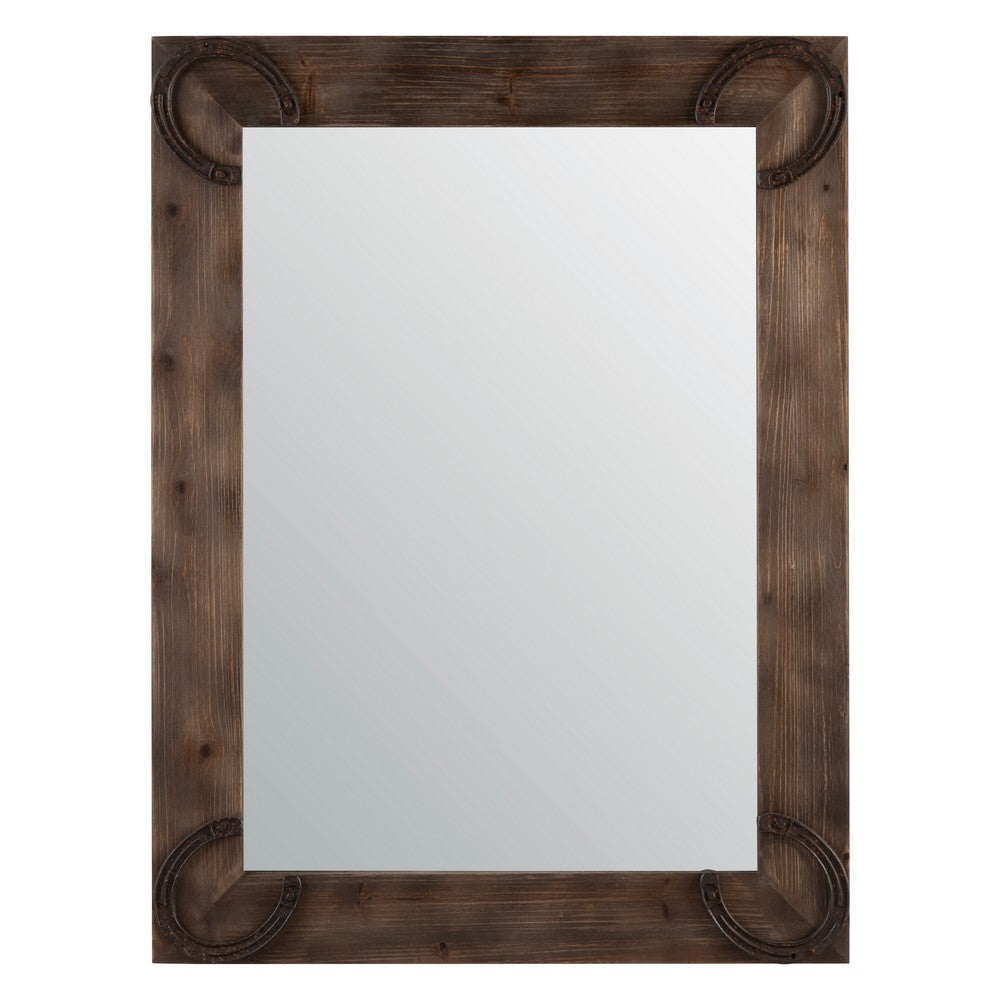 Bott Wall Mirror | Bronze Horse Shoes on Medium Brown Wood Frame | 30x40
