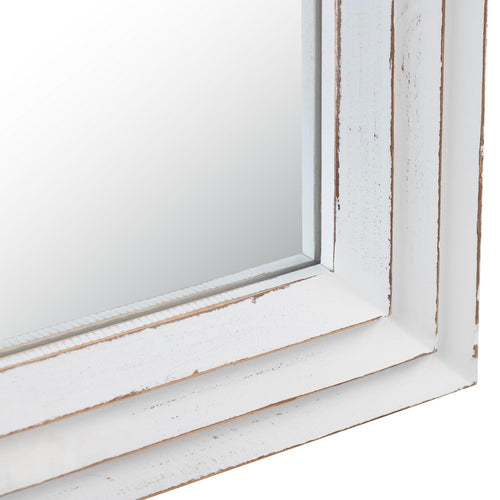 30x60 Full Length Mirror | Tri Panel Frame | Distressed Whitewash Wood