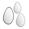 Wall Mirror Set of 3 | Abstract Teardrop Shape | Matte Black Metal Frame