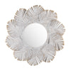Wall Mirror | Textured Palm Leaves on Frame | Whitewash Metal 36x36 Round