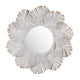 Wall Mirror | Textured Palm Leaves on Frame | Whitewash Metal 36x36 Round