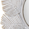Wall Mirror | Textured Palm Leaves on Frame | Whitewash Metal 36x36 Round