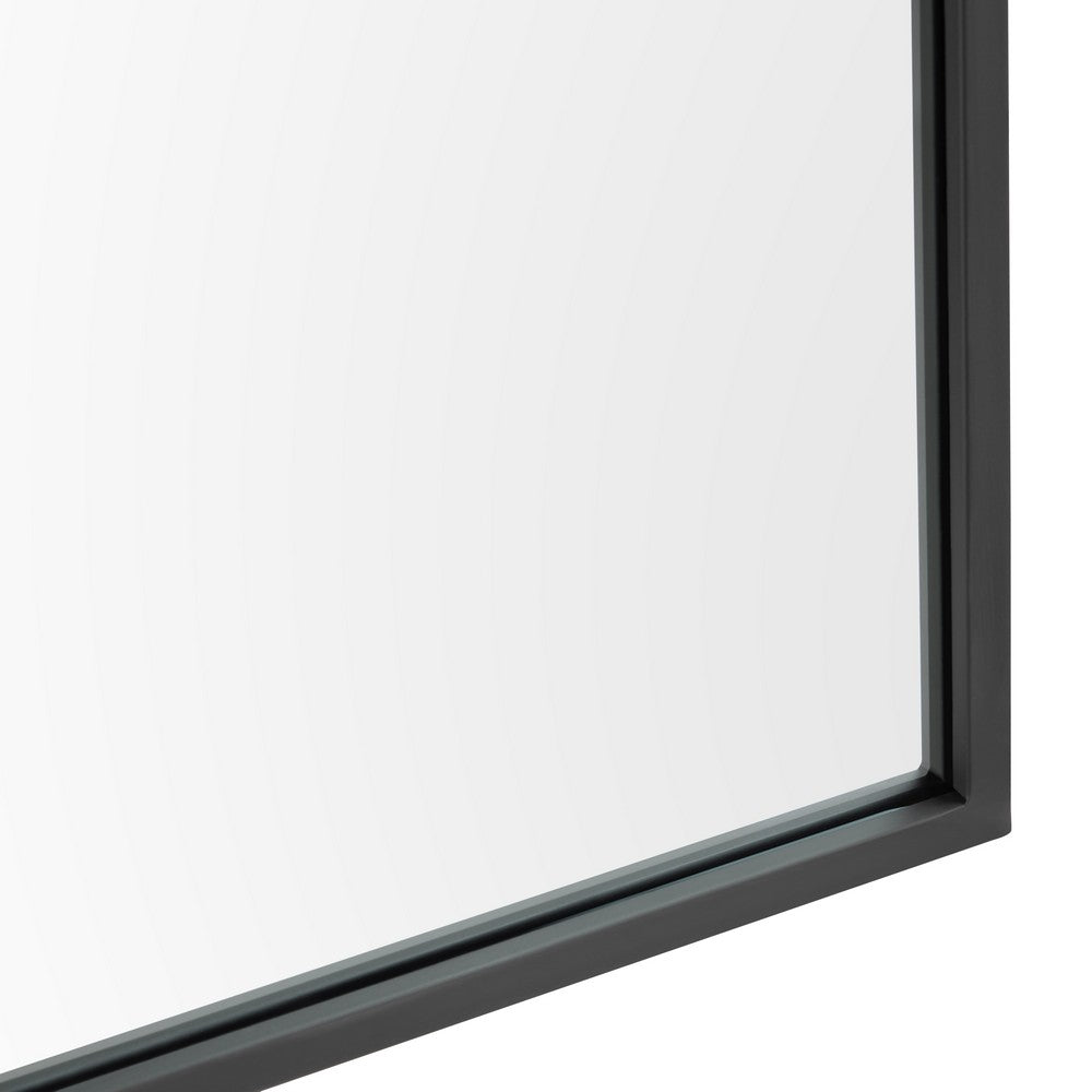 Eros Leaning Mirror | Arched Top Black Metal Frame | 37x73 Transitional